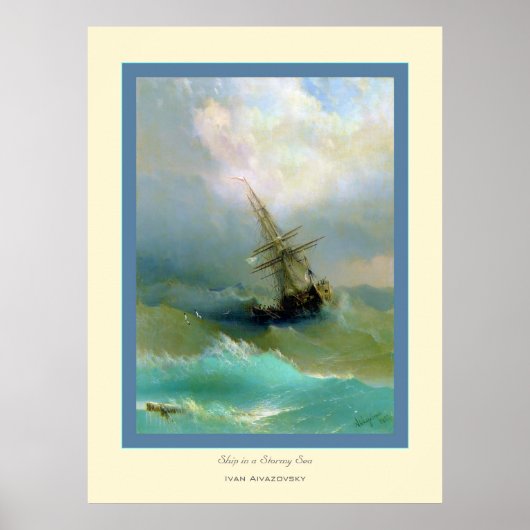 Poster Navire dans une mer tempétueuse~ Ivan Aivazovsky (Devant)