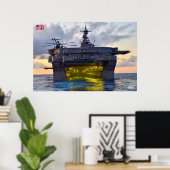 POSTER NAVIRE D'ASSAUT AMPHIBIEUX - LHD-7 (Bureau à domicile)