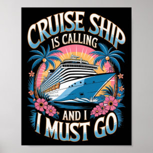 Poster Navire de croisière appelle des vacances en famill