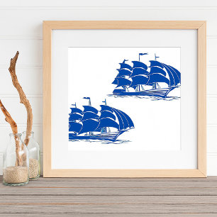 Poster Navire de voile vintage nautique océan clipper