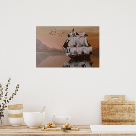 Poster navire en mer (Cuisine)