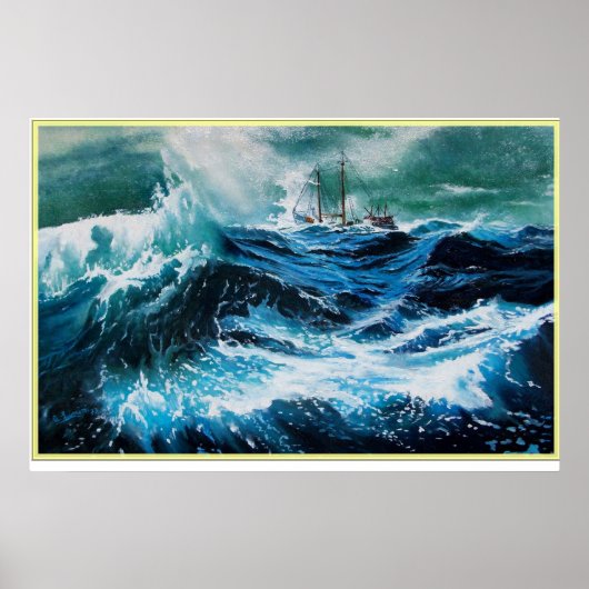 Poster Navire en mer dans la tempête (Devant)