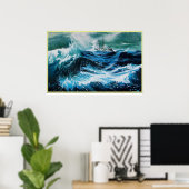 Poster Navire en mer dans la tempête (Bureau à domicile)