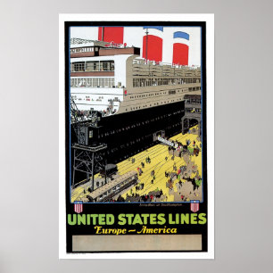 Poster navire géant de solides solubles au dock - lignes
