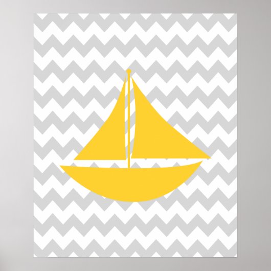 Poster Navire nautique Chevron jaune et gris (Devant)