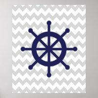 Navire nautique Navy et Grey Chevron