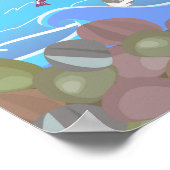 Poster Navire pirate rouge illustré (Coin)