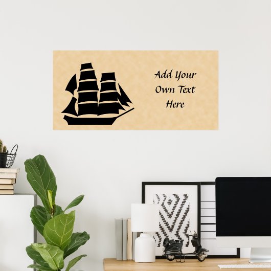 Poster Navire pirate. Voilier. (Bureau à domicile)
