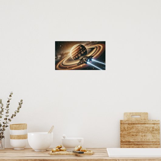 Poster Navire spatial futuriste (Cuisine)