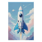 Poster Navire spatial volant dans le ciel (Devant)