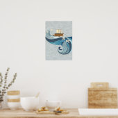 Poster Navire tortue contre les vagues (Cuisine)