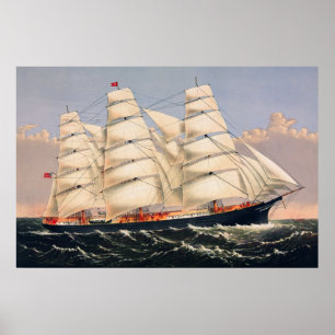 Poster Navire Vintage à Clipper Trois Frères Peinture