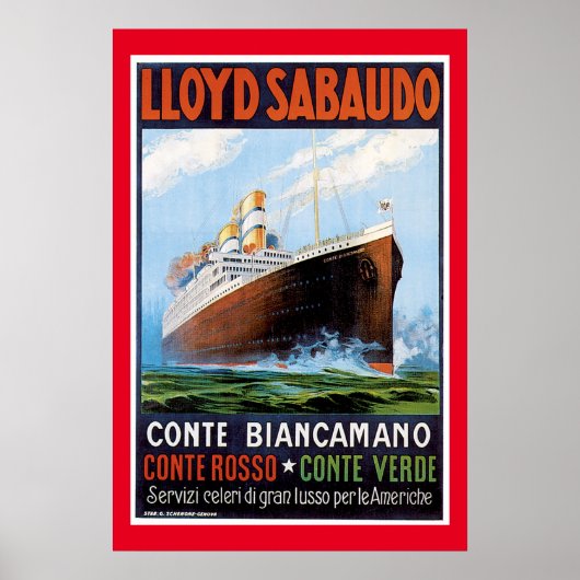 Poster Navire Vintage SS Conte Biancamano (Devant)