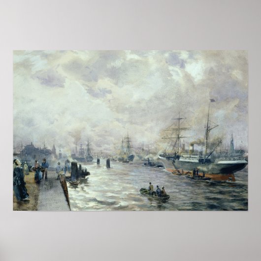 Poster Navires à voile dans le port de Hambourg, 1889 (Devant)