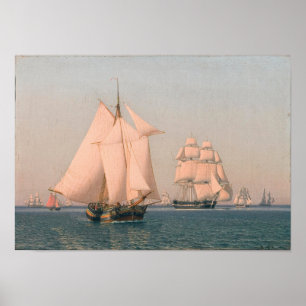 Poster Navires à voile dans une brise légère