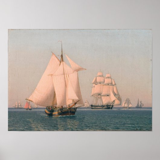 Poster Navires à voile dans une brise légère (Devant)