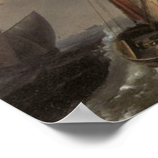 Poster Navires à voile hollandais sur une mer orageuse c. (Coin)