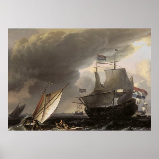 Poster Navires à voile hollandais sur une mer orageuse c. (Devant)