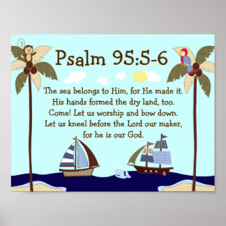 Poster Navires Ahoy Nautical Bible Verse Mur Imprimer