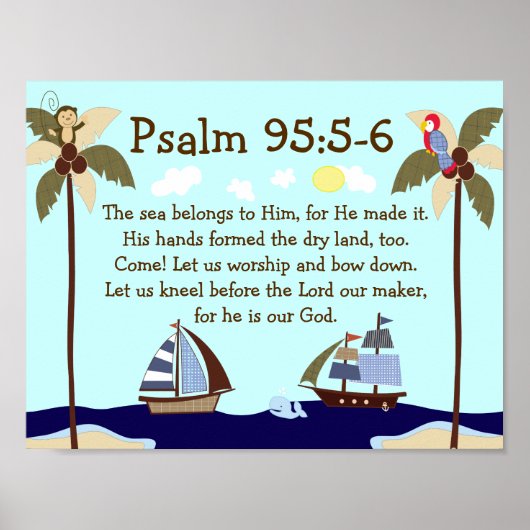 Poster Navires Ahoy Nautical Bible Verse Mur Imprimer (Devant)