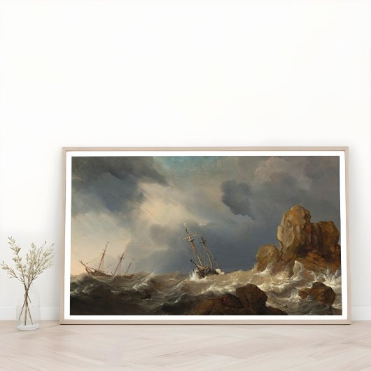 Poster Navires dans un Galé, Marine