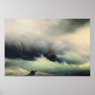 Poster Navires dans une tempête