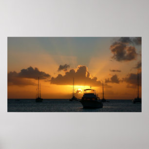Poster Navires et Sunset Tropical Seascape