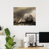 Poster Navires hollandais en mer tempétueuse c. 1690 (Bureau à domicile)