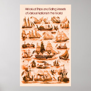 Poster NAVIRES NAVIRES VINTAGES INTERNATIONAUX, Sepia