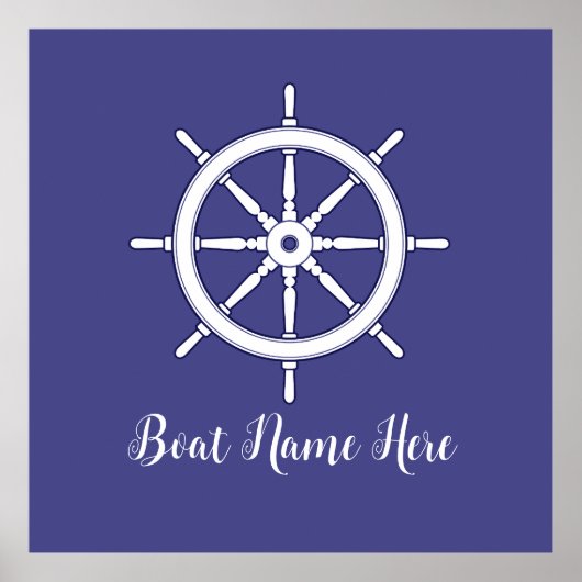 Poster Navires Roue Blanc et Bleu (Personnalisé) (Devant)