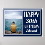 Poster Navy Beveled Art Deco Birthday Photo<br><div class="desc">Decorate your party with this Navy Beveled Art Deco Birthday Photo Poster. Customize with the age,  name and favorite photo of the birthday person. It features a modern art deco font with a stylish beveled border.</div>