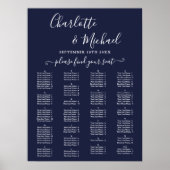 Poster Navy Blue Alphabetical Wedding Seating Chart (Devant)