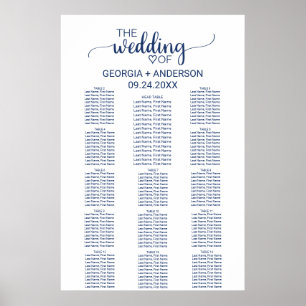 Poster Navy Blue Calligraphy Head Table Seating Chart