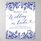 Poster Navy Blue Floral Ne pas dire Mariage ou jeu d'épou (Devant)