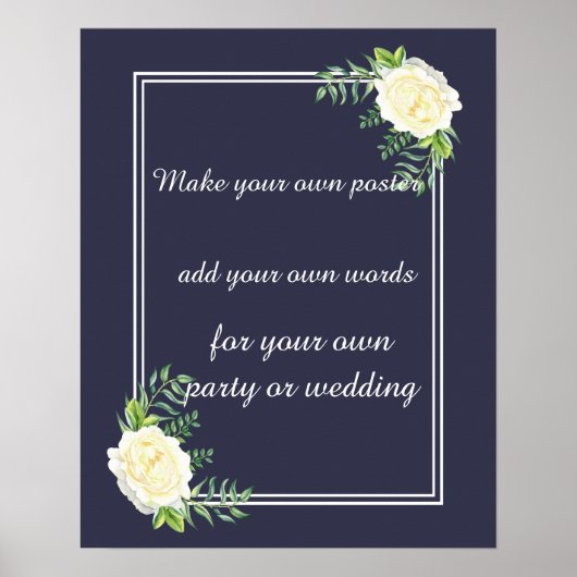 Poster NAVY BLUE Ivory chic Rose Créez votre propre affic (Devant)