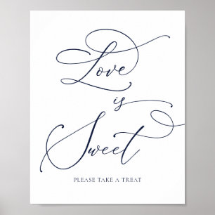 Poster Navy Blue Minimalist Love is Sweet Dessert Bar