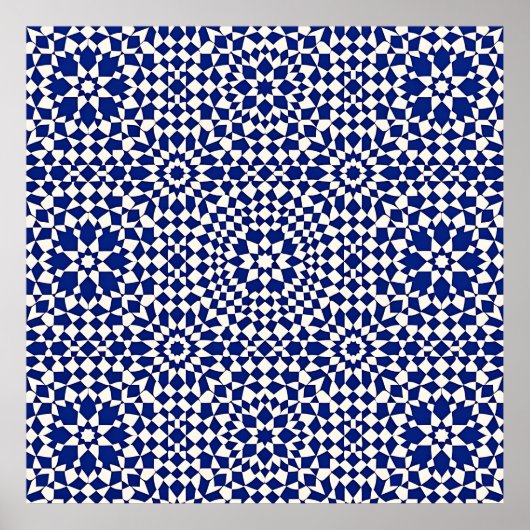 Poster Navy Blue Mosaic Geometric Pattern (Devant)