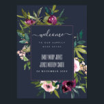 POSTER NAVY BLUSH BURGUNDY FLORAL BUNCH WEDDING WELCOME<br><div class="desc">If you need any further customisation please feel free to message me on yellowfebstudio@gmail.com.</div>