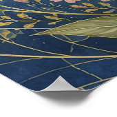 Poster Navy Céleste Lotus Botanique Or (Coin)