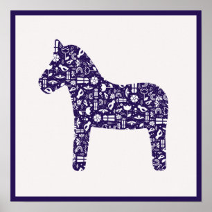 Poster Navy Dala Horse