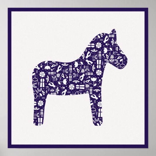 Poster Navy Dala Horse (Voorkant)