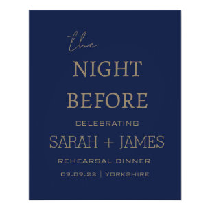 Poster Navy élégant la veille du dîner de répétition