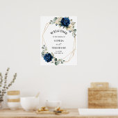 Poster Navy Gold White Champagne Ivory  Wedding Welcome (Cuisine)