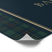 Poster Navy Green Plaid Teddy Bear Baby Shower Welcome (Coin)