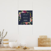 POSTER NAVY JAUNE ROSE BOURGOGNE FLEUR BRIDAL SHOWER FA (Cuisine)