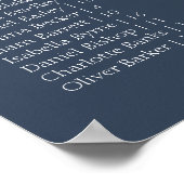 Poster Navy Modern Wedding Alphabetical Seating Chart (Coin)