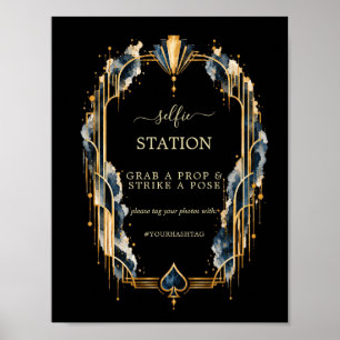 Poster Navy Or Noir Gatsby Casino Mariage Hashtag