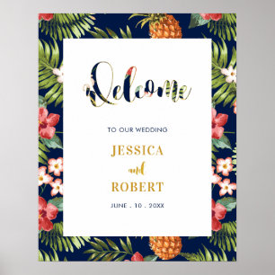 Poster Navy & Or   Panneau de Bienvenue pour un Mariage T