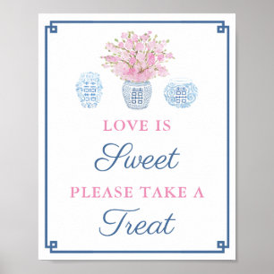Poster Navy Pink Love Is Sweet Take A Treat Bridal Shower