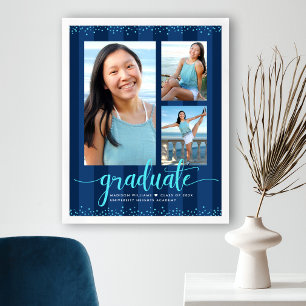 Poster Navy Rayures Grad 3 Photo Turquoise Paillettes Scr